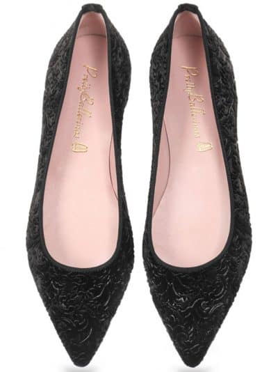 Black Brocade Ballerina|שחור|נעלי בובה|נעלי בלרינה|נעליים שטוחות|נעליים נוחות|ballerinas