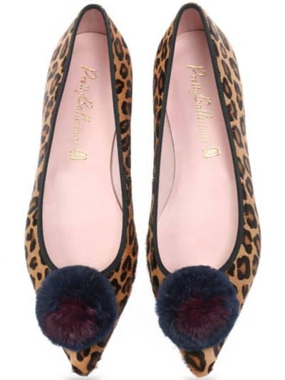 Leopard Pon Pon|חום|סגול|נעלי בובה|נעלי בלרינה|נעליים שטוחות|נעליים נוחות|ballerinas