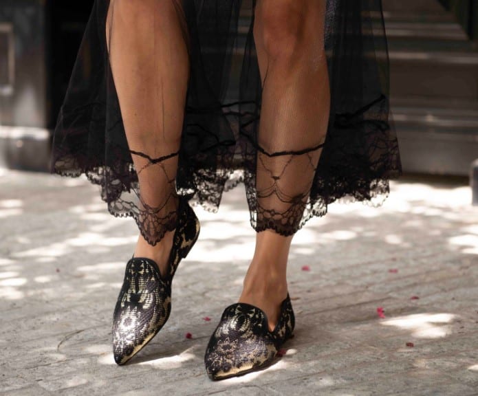 Black shoes with decorations